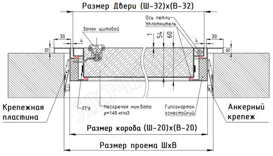 Люк сантехнический Противопожарный EIS60, 1 створка 500*1300, с трехгранным замком, RAL 9003 Люк сантехнический Противопожарный EIS60, 1 створка 500*1300, с трехгранным замком, RAL 9003
